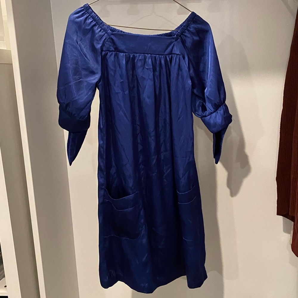 Blue satin dress